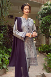 JAZMIN - 3PC DHANAK EMBROIDERED SHIRT WITH CHIFFON EMBROIDERED DUPATTA AND TROUSER - HZG2360